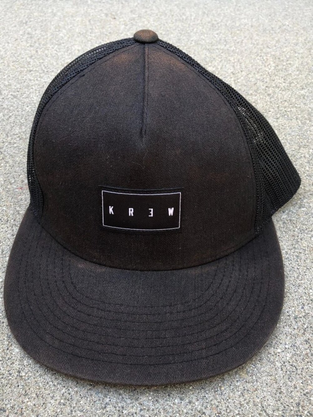 Vintage KREW Trucker Hat Men's Black Adjustable Snapback Cap